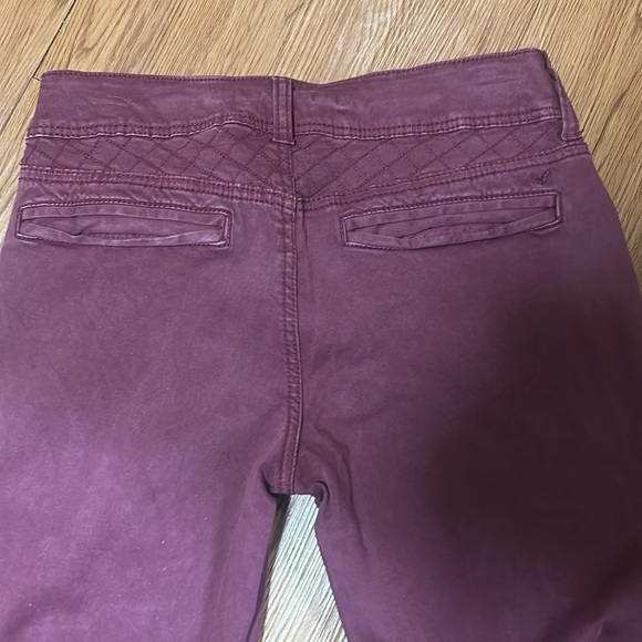 American Eagle Outfitters Maroon Pants Skinny Cropped Stretch Pants Burgundy 6 - Picture 6 of 10